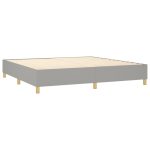 Pat box spring cu saltea, gri deschis, 200×200 cm, textil
