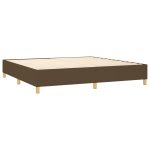 Pat box spring cu saltea, maro închis, 200×200 cm, textil