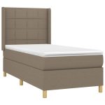 Pat box spring cu saltea, gri taupe, 80×200 cm, textil