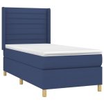 Pat box spring cu saltea, albastru, 80×200 cm, textil
