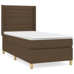Pat box spring cu saltea, maro închis, 100×200 cm, textil