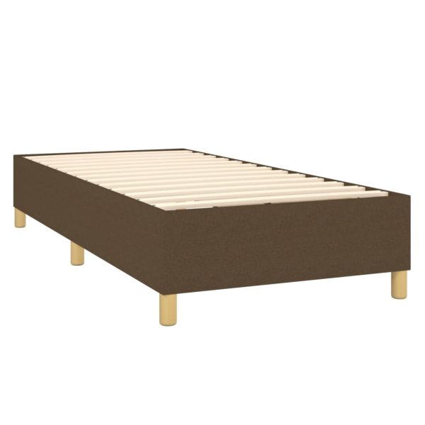 Pat box spring cu saltea, maro închis, 100×200 cm, textil