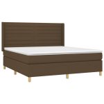 Pat box spring cu saltea, maro închis, 160×200 cm, textil