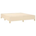 Pat box spring cu saltea, crem, 160×200 cm, material textil