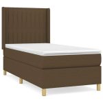 Pat box spring cu saltea, maro închis, 80×200 cm, textil