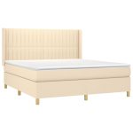 Pat continental cu saltea, crem, 180×200 cm, textil