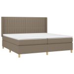 Pat box spring cu saltea, gri taupe, 200×200 cm, textil
