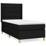 Pat box spring cu saltea, negru, 100×200 cm, textil