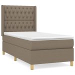 Pat box spring cu saltea, gri taupe, 100×200 cm, textil