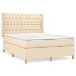 Pat box spring cu saltea, crem, 140×200 cm, textil