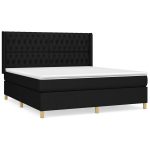 Pat box spring cu saltea, negru, 180×200 cm, catifea