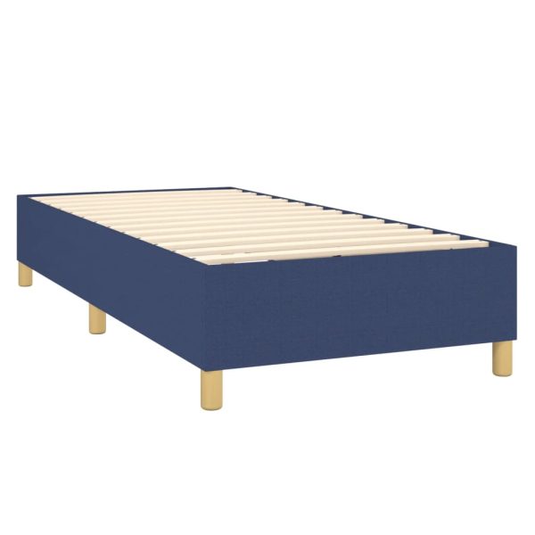 Pat box spring cu saltea, albastru, 90×200 cm, textil
