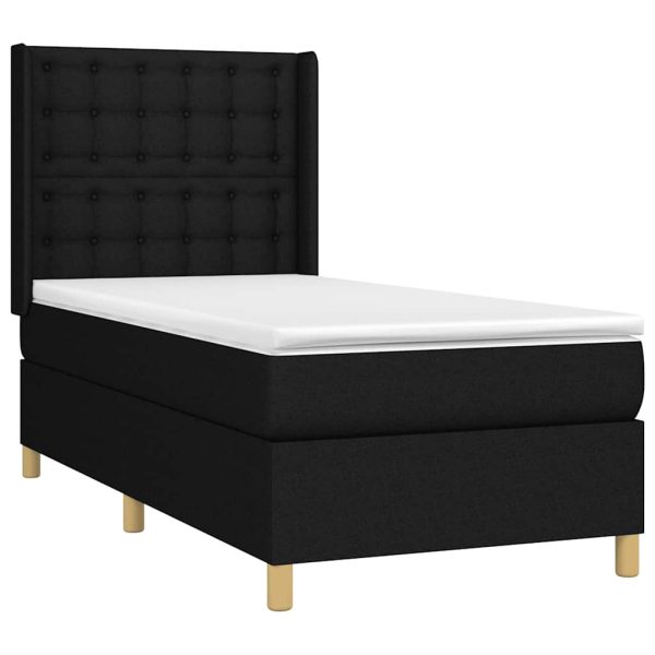 Pat box spring cu saltea, negru, 100×200 cm, textil