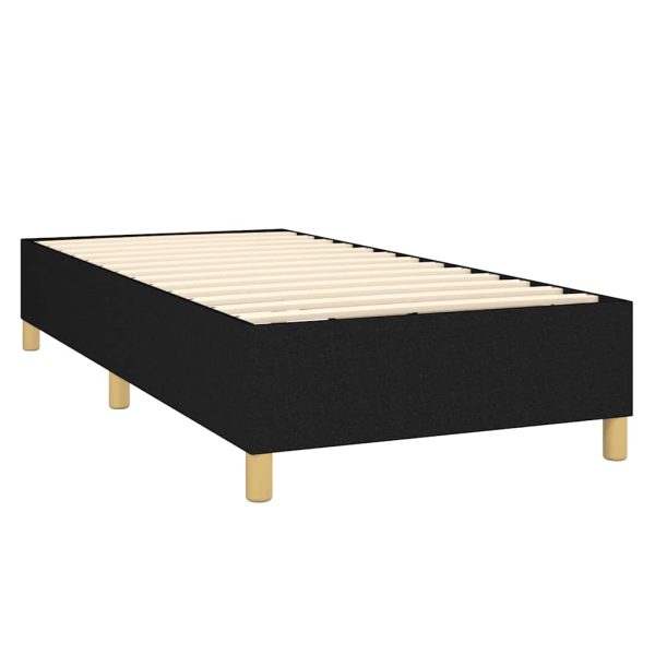 Pat box spring cu saltea, negru, 100×200 cm, textil