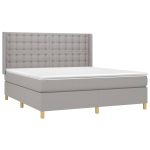 Pat continental cu saltea, gri deschis, 160×200 cm, textil