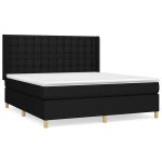 Pat box spring cu saltea, negru, 160×200 cm, textil