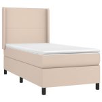 Pat box spring cu saltea, cappuccino, 100x200cm piele ecologică
