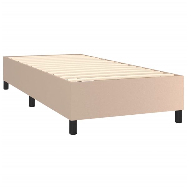 Pat box spring cu saltea, cappuccino, 100x200cm piele ecologică