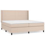 Pat continental cu saltea, cappuccino, 200×200 cm, piele eco