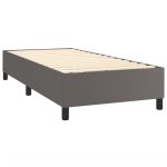 Pat box spring cu saltea, gri, 100×200 cm, piele ecologică