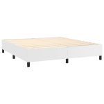 Pat box spring cu saltea, alb, 160×200 cm, piele ecologică