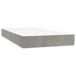 Pat box spring cu saltea, gri deschis, 100×200 cm, catifea