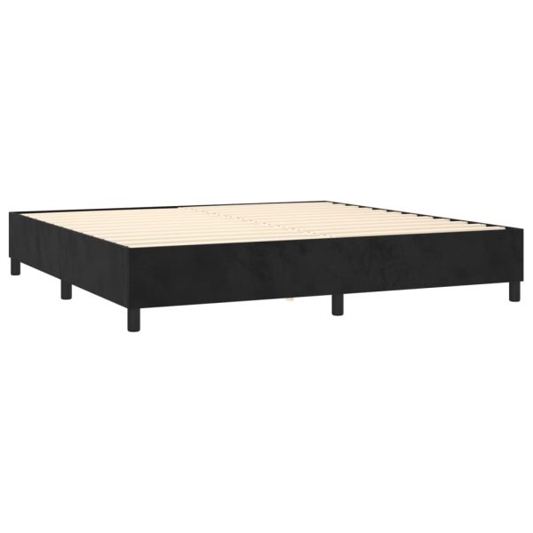 Pat box spring cu saltea, negru, 200×200 cm, catifea