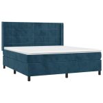 Pat box spring cu saltea, albastru închis, 160×200 cm, catifea