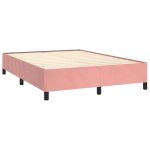 Pat box spring cu saltea, roz, 140×190 cm, catifea