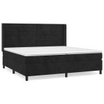Pat box spring cu saltea, negru, 200×200 cm, catifea