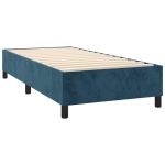 Pat box spring cu saltea, albastru închis, 90×200 cm, catifea