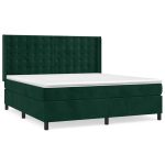Pat box spring cu saltea, verde închis, 180×200 cm, catifea