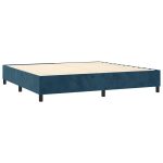 Pat box spring cu saltea, albastru închis, 200×200 cm, catifea