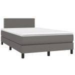 Pat cu arcuri, saltea și LED, gri, 120×200 cm, piele ecologică