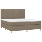 Pat cu arcuri, saltea și LED, gri taupe, 180×200 cm, textil