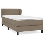 Pat box spring cu saltea, gri taupe, 80×200 cm, textil
