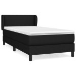 Pat box spring cu saltea, negru, 90×200 cm, textil