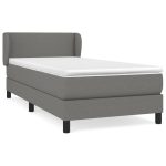 Pat box spring cu saltea, gri închis, 100×200 cm, textil