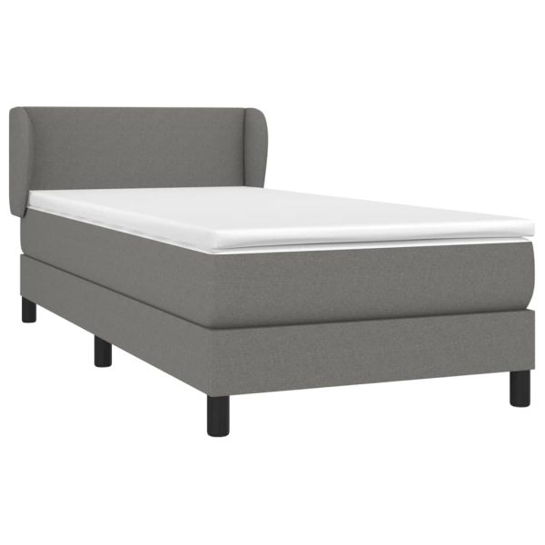 Pat box spring cu saltea, gri închis, 100×200 cm, textil