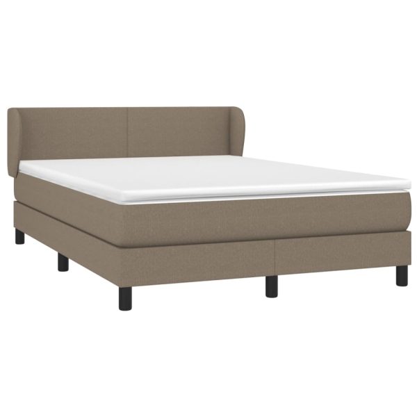Pat box spring cu saltea, gri taupe, 140×200 cm, textil