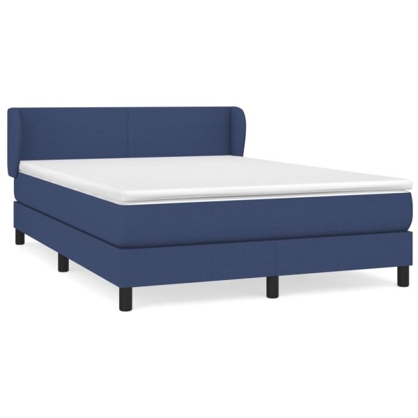 Pat box spring cu saltea, albastru, 140×200 cm, textil