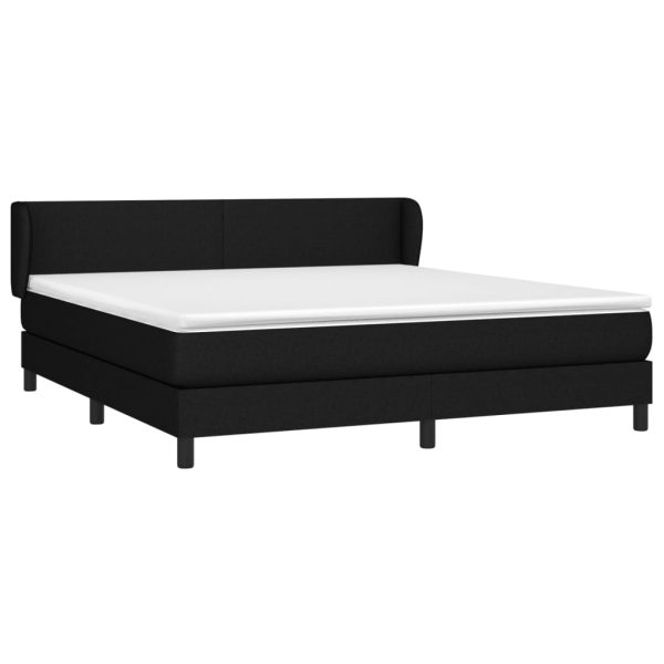 Pat box spring cu saltea, negru, 160×200 cm, textil
