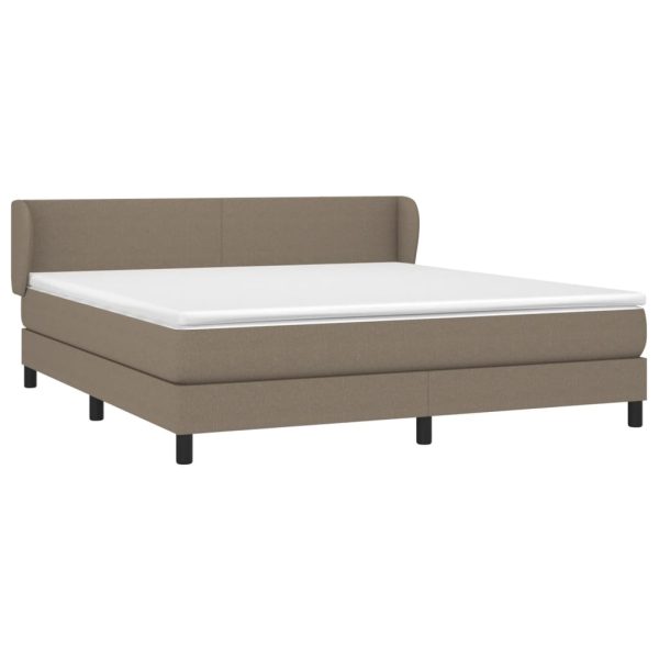 Pat box spring cu saltea, taupe, 160x200cm, material textil