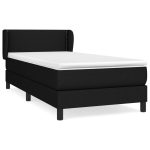 Pat box spring cu saltea, negru, 80×200 cm, textil