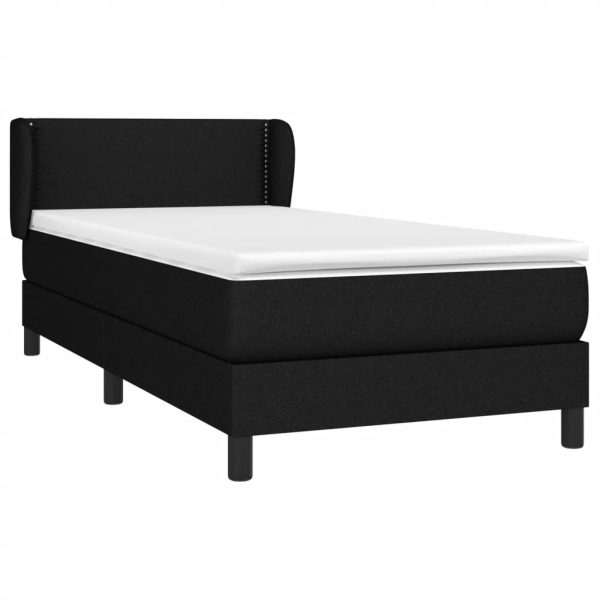 Pat box spring cu saltea, negru, 90×190 cm, textil