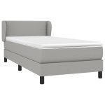 Pat box spring cu saltea, gri deschis, 90×200 cm, textil