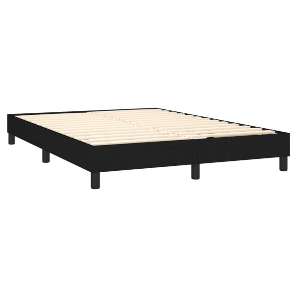 Pat box spring cu saltea, negru, 140×200 cm, material textil