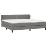 Pat box spring cu saltea, gri închis, 200×200 cm, textil
