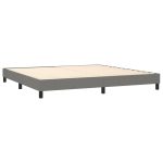 Pat box spring cu saltea, gri închis, 200×200 cm, textil