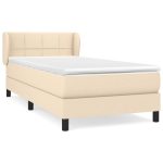 Pat box spring cu saltea, crem, 80×200 cm, textil